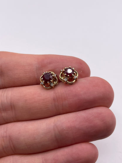 9ct gold ruby and diamond earrings