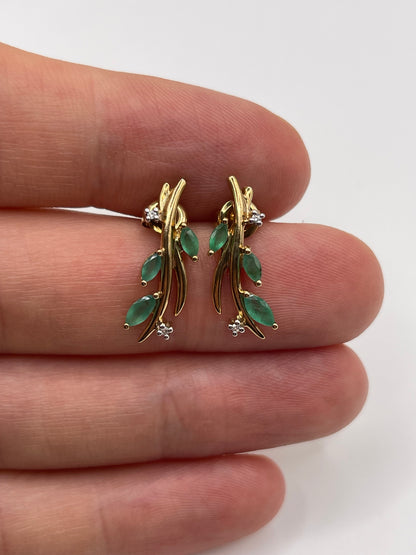 9ct gold emerald and diamond earrings