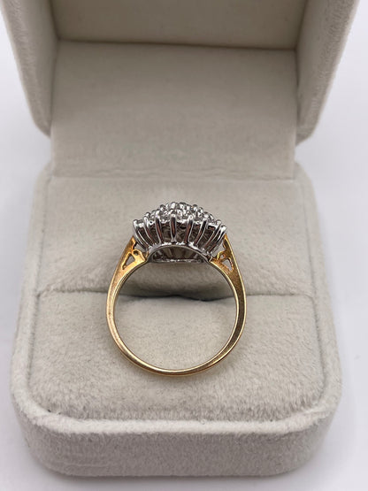 9ct gold 1ct diamond cluster ring