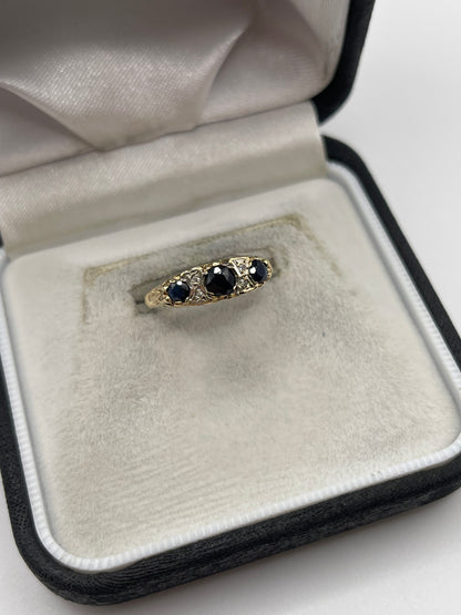 9ct gold sapphire and diamond ring
