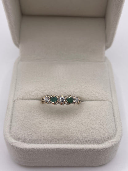 9ct gold emerald and cz ring