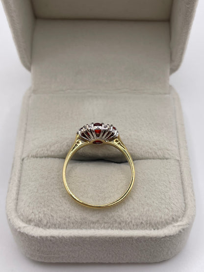 18ct gold fire opal and diamond ring