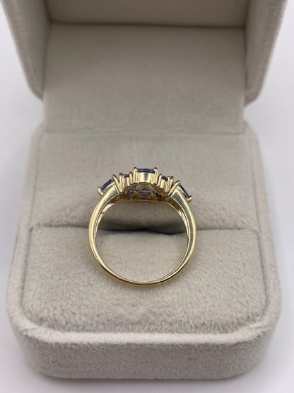 9ct gold tanzanite cluster ring