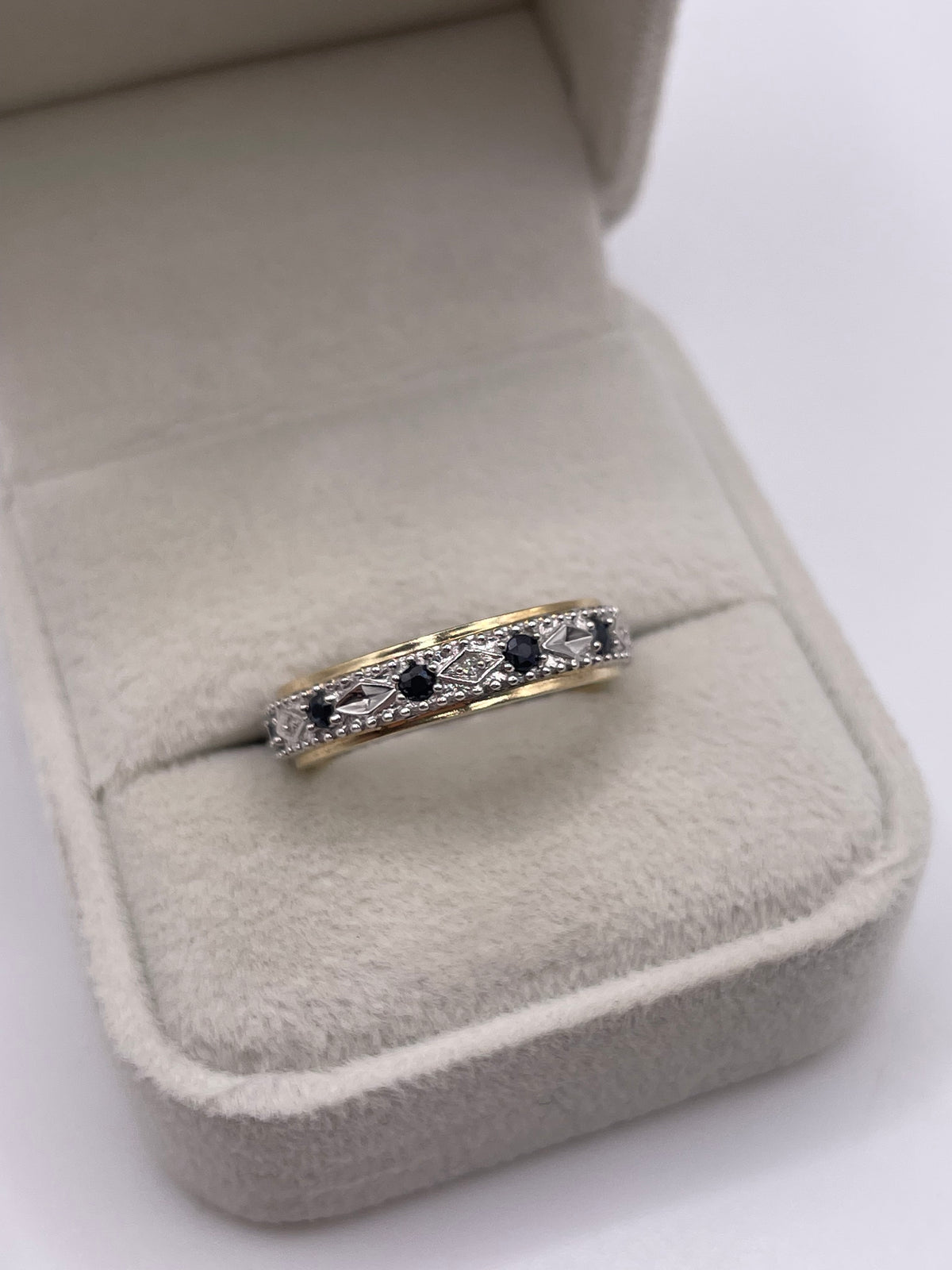 9ct gold sapphire and diamond eternity ring