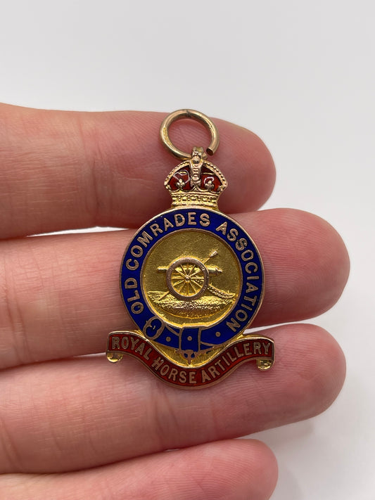 9ct rose gold Royal Horse Artillery pendant
