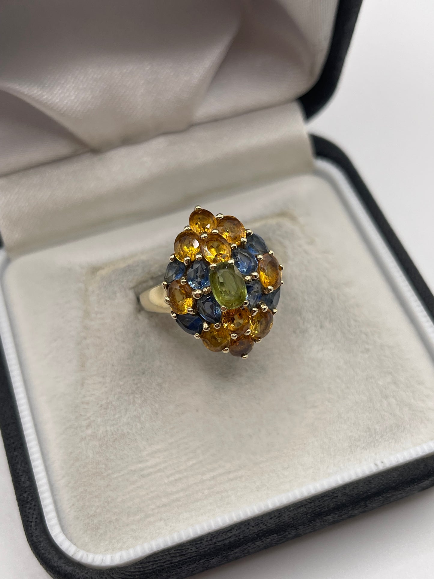 9ct gold multi coloured sapphire ring