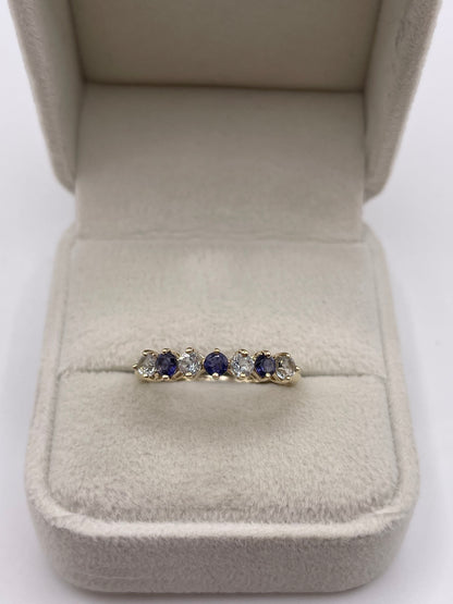 9ct gold iolite and aquamarine ring