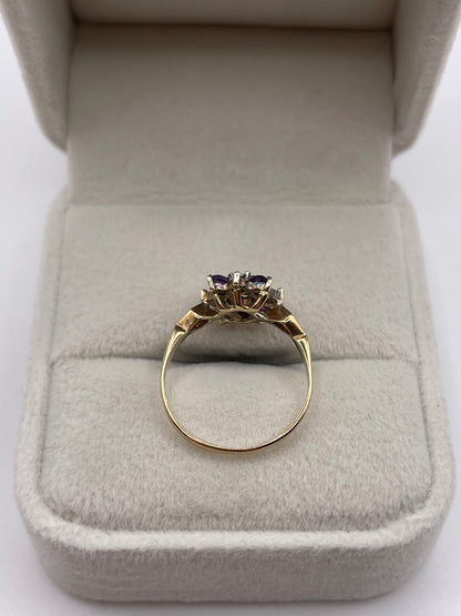 9ct gold amethyst and diamond ring