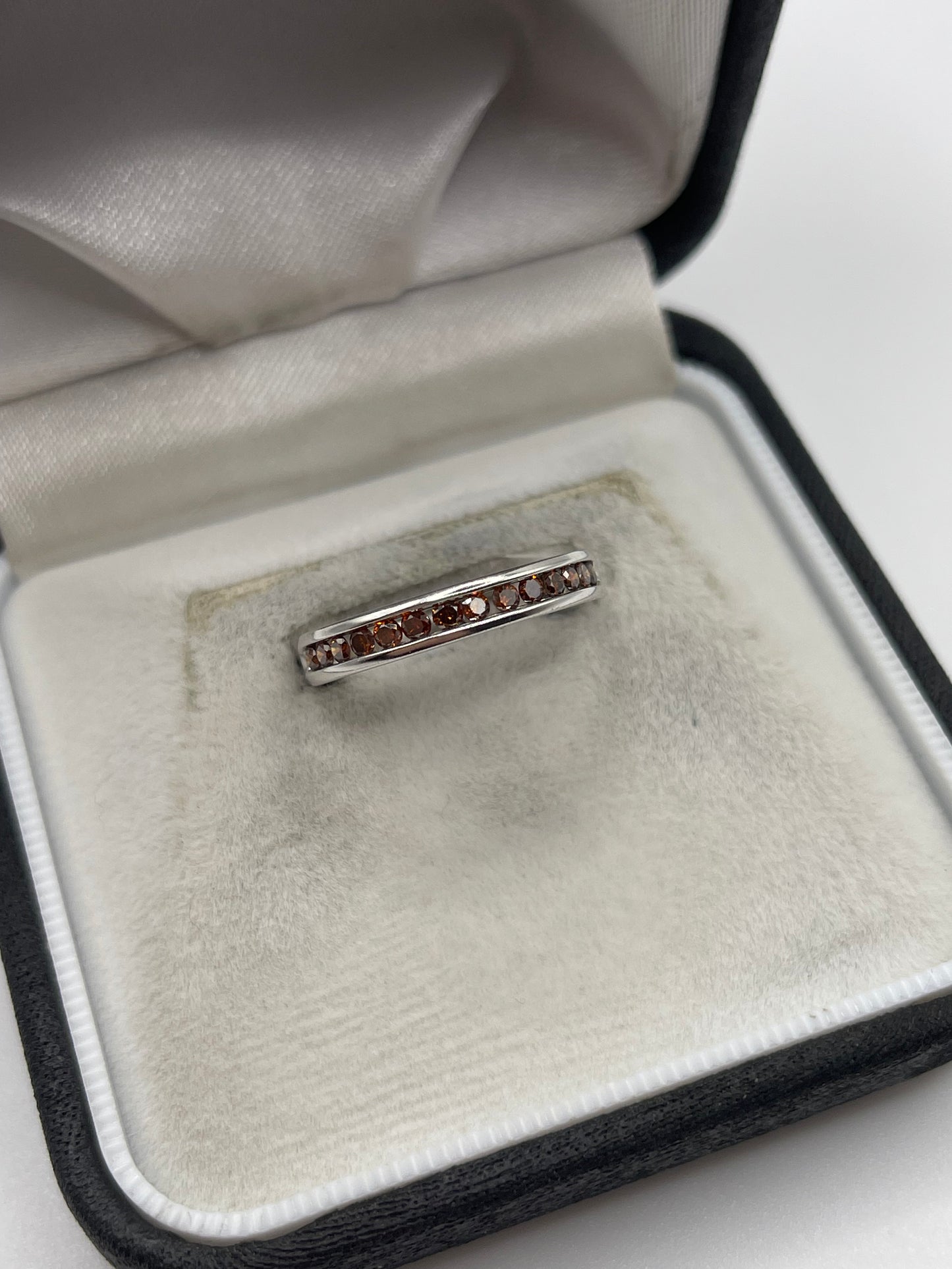 9ct white gold red diamond ring