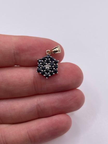 9ct gold sapphire and diamond pendant