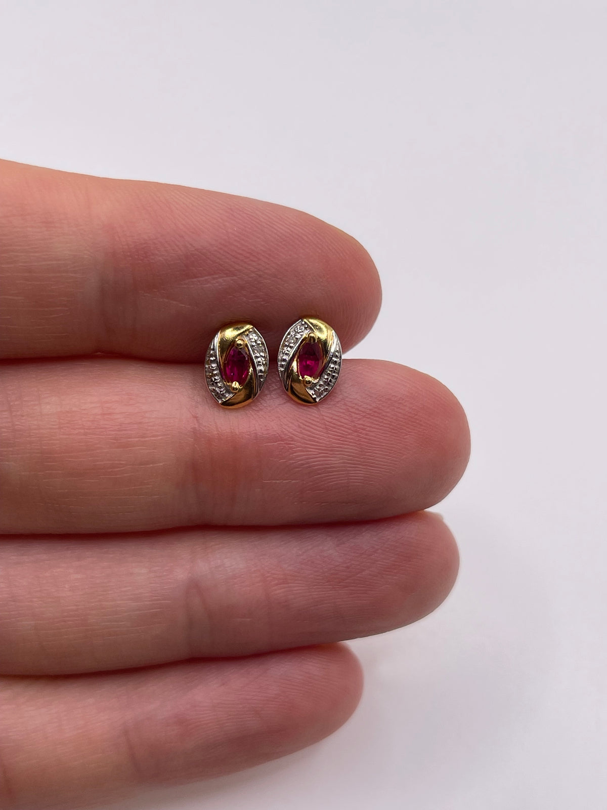 9ct gold ruby and diamond earrings