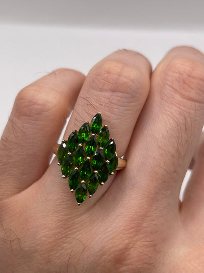 9ct gold diopside cluster ring