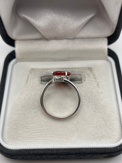 9ct white gold orange sapphire and zircon ring