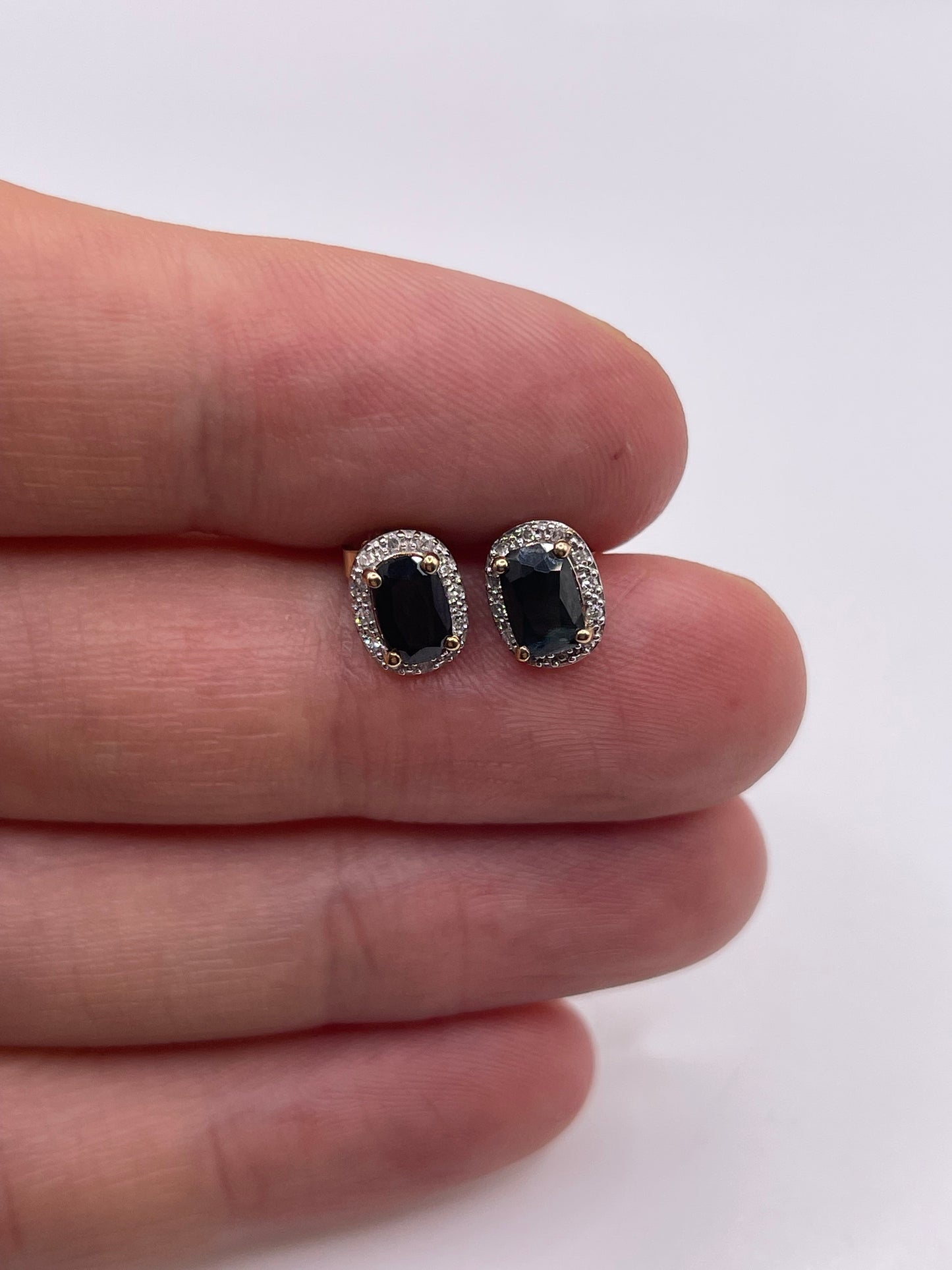9ct gold sapphire and diamond earrings