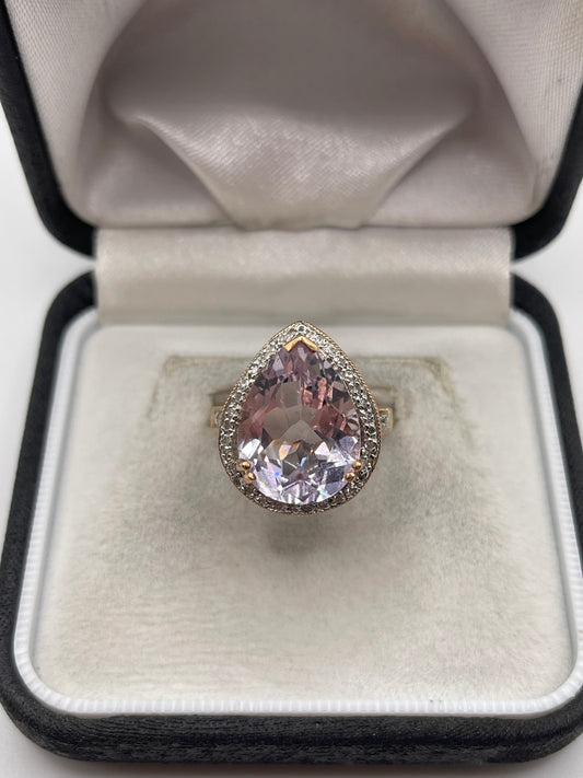 14ct rose gold amethyst and diamond ring
