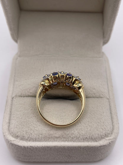 9ct gold tanzanite and diamond ring
