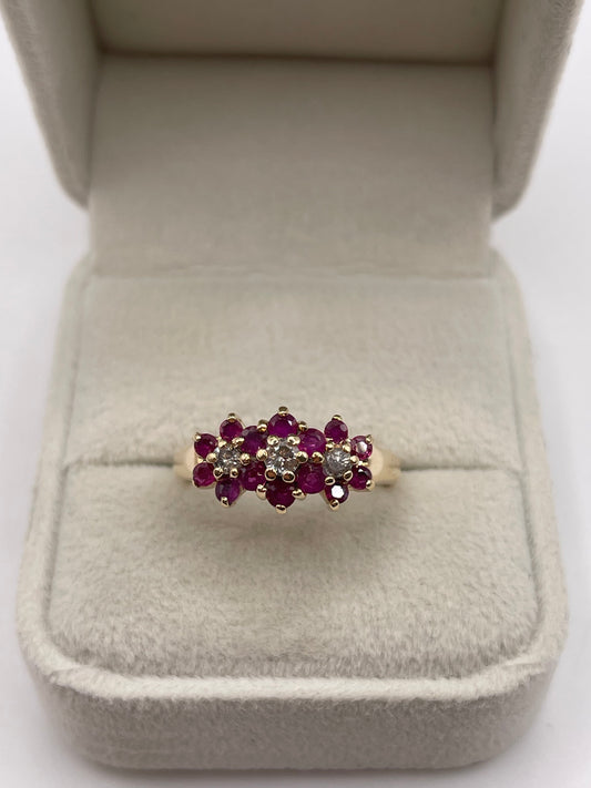 14ct gold ruby and diamond ring