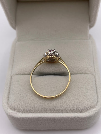9ct gold ruby and diamond ring