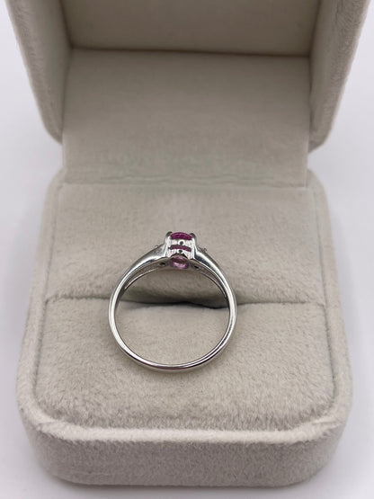 18ct white gold pink sapphire and diamond ring