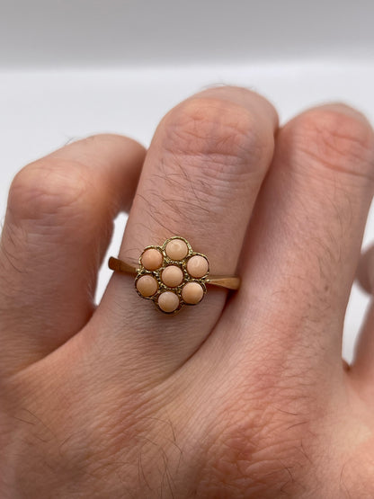 9ct gold coral cluster ring