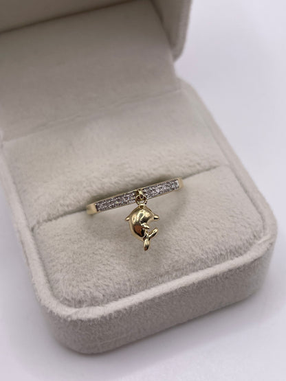 9ct gold diamond dolphin ring