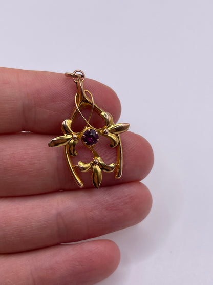 9ct rose gold paste wishbone pendant