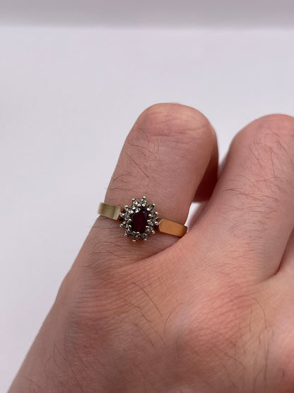 9ct gold ruby and diamond ring