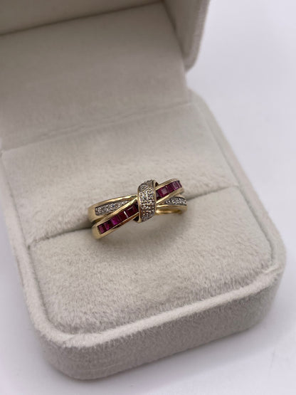 9ct gold ruby and diamond ring