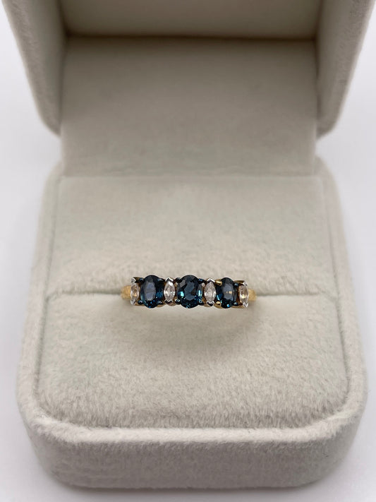 9ct gold sapphire and zircon ring