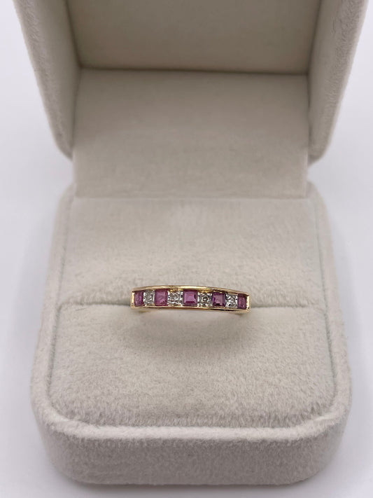 9ct gold ruby and diamond ring