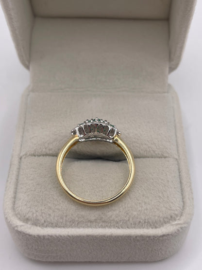 9ct gold emerald and diamond ring