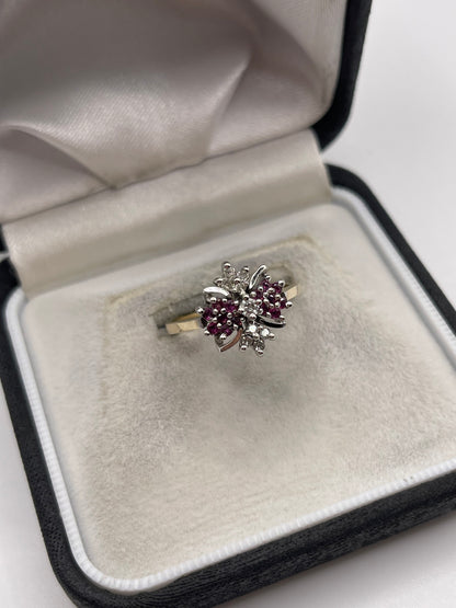 9ct gold ruby and diamond ring