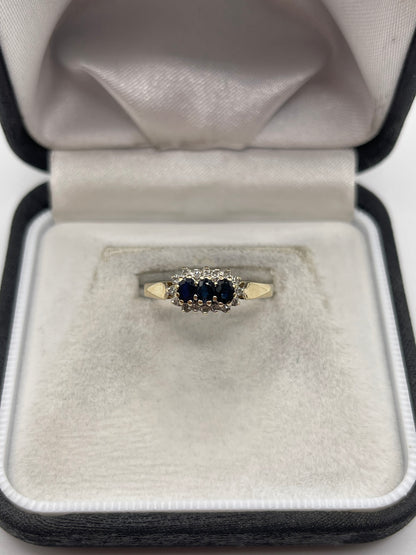 9ct gold sapphire and diamond ring