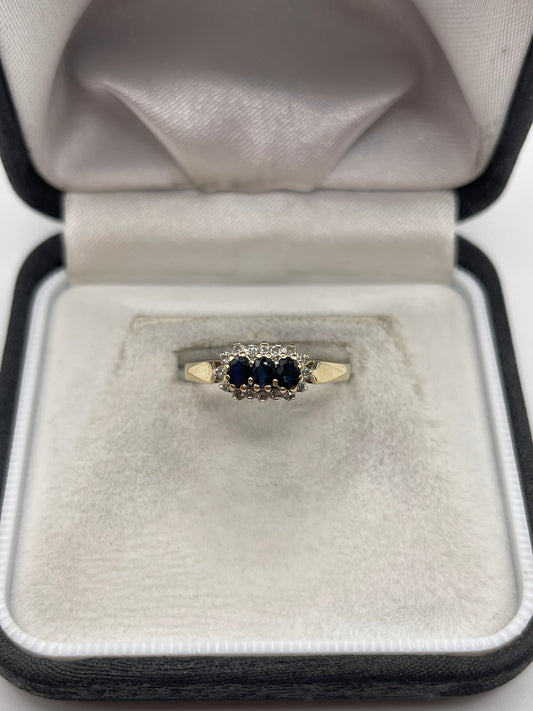 9ct gold sapphire and diamond ring