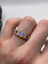 Load image into Gallery viewer, Silver opal and zircon ring
