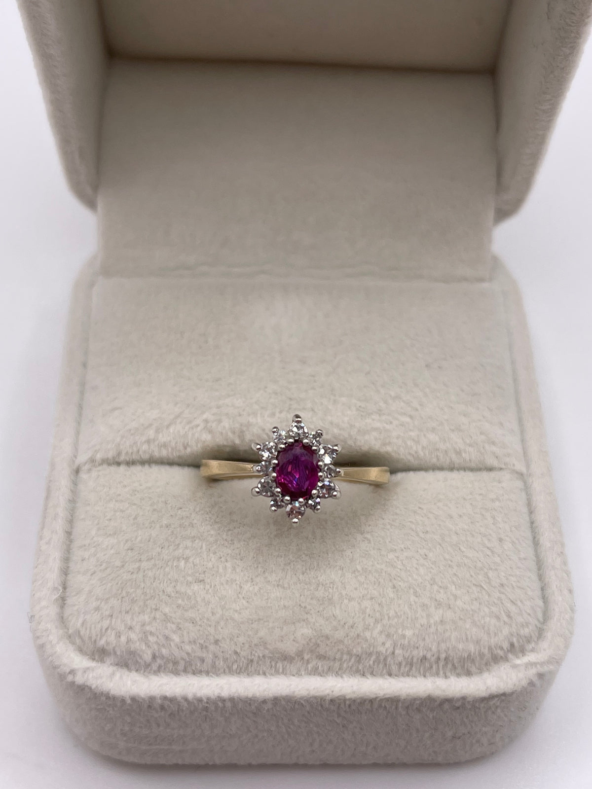 9ct gold ruby and diamond ring