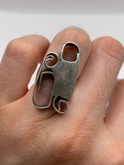 Silver abstract ring London 1977