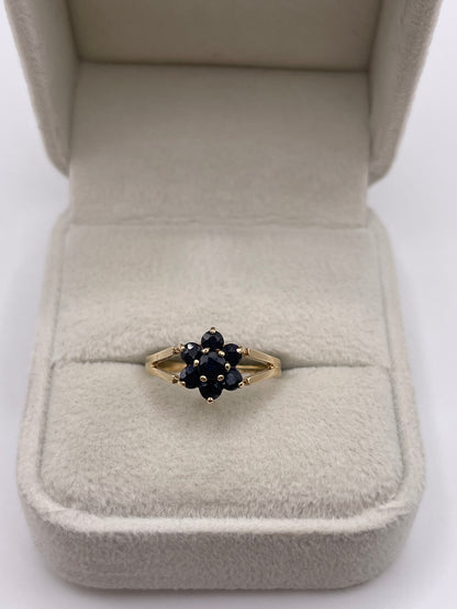 9ct gold sapphire cluster ring