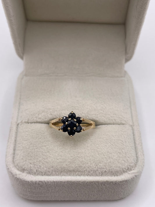 9ct gold sapphire cluster ring