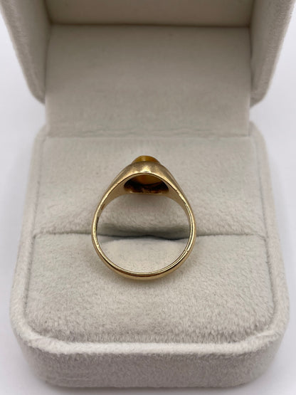 9ct gold tigers eye signet ring