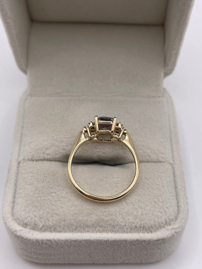 9ct gold mystic topaz and diamond ring