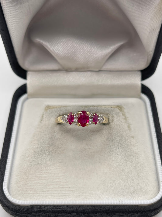 9ct gold ruby and diamond ring