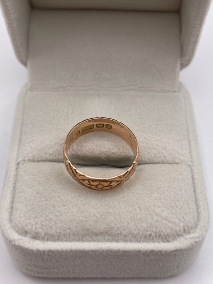 Antique 9ct rose gold patterned band