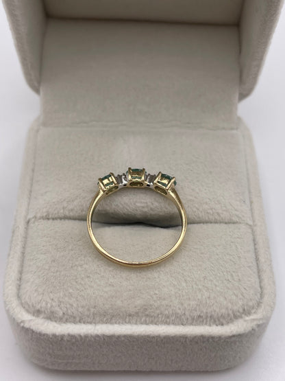 9ct gold emerald and diamond ring