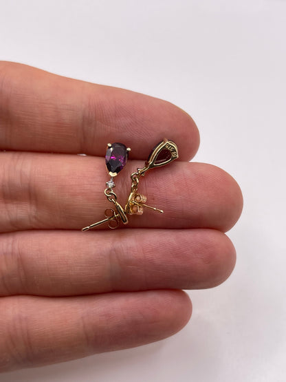 9ct gold garnet and diamond earrings