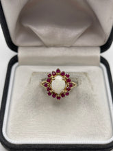 Load image into Gallery viewer, 9ct gold ruby and opal ring
