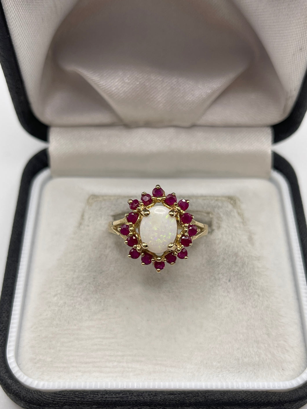 9ct gold ruby and opal ring