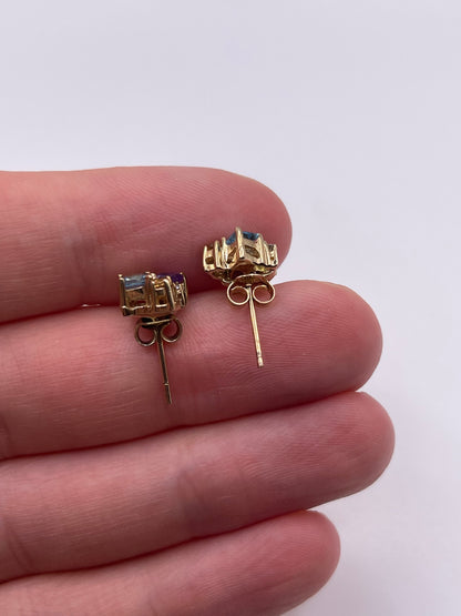 9ct gold multi gemstone and diamond earrings