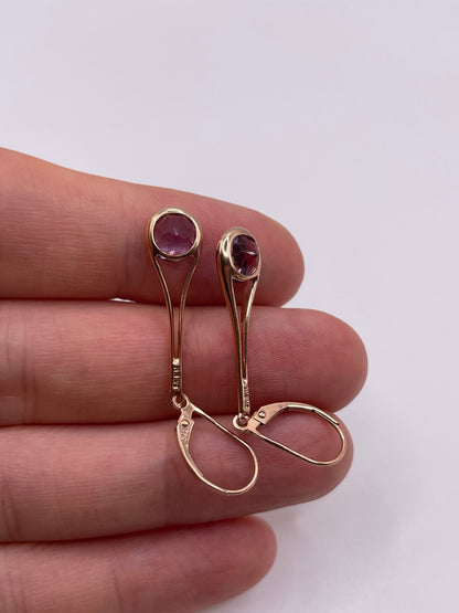 9ct rose amethyst earrings