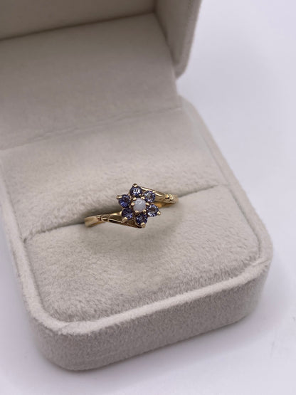 9ct gold opal and tanzanite ring
